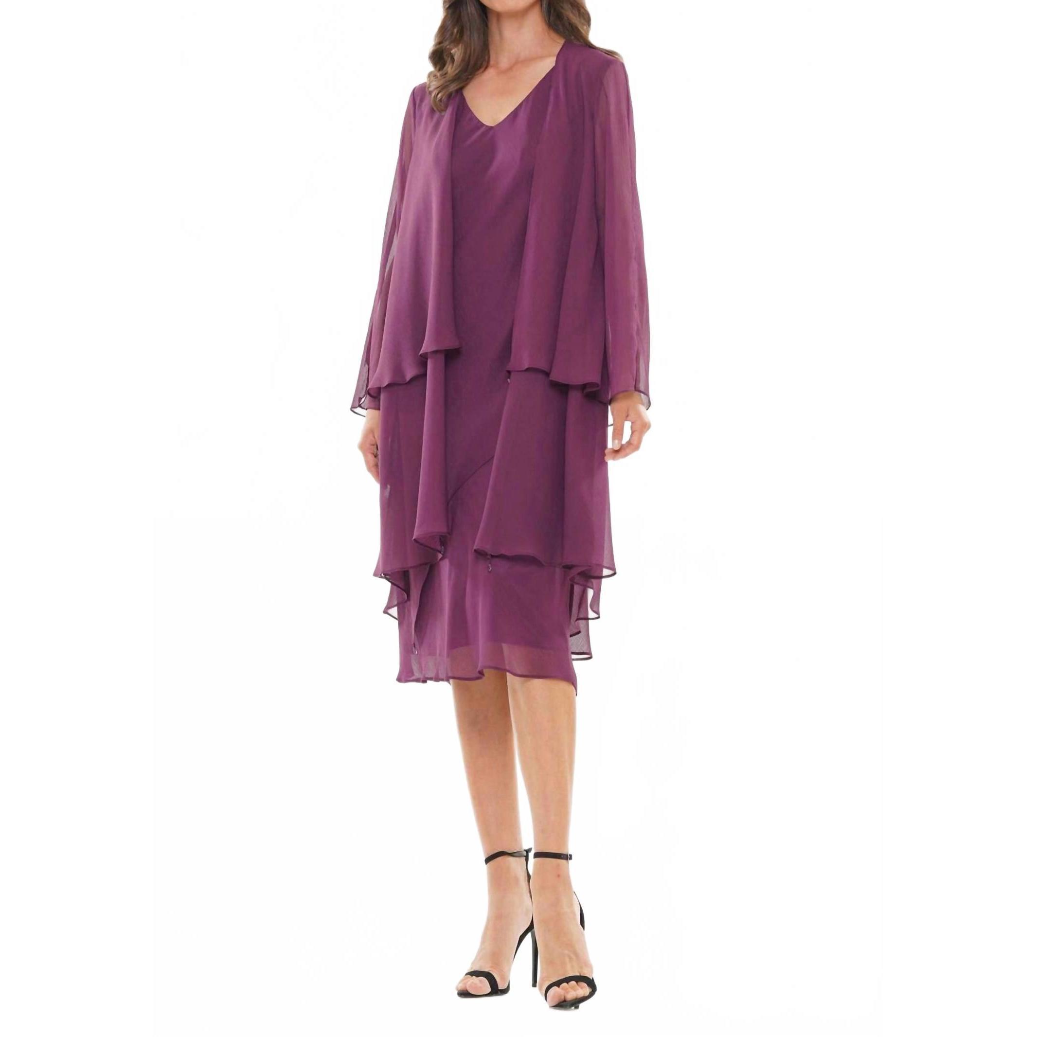 New Marsoni By Colors V-Neckline Midi Dress In Eggplant